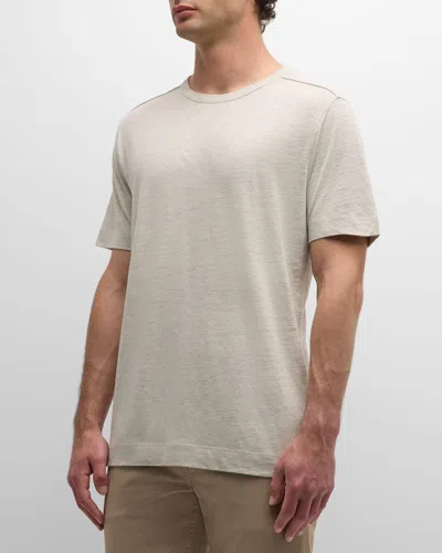 Hugo Boss Men's Linen Silk Short-sleeve T-shirt In Lt Bge