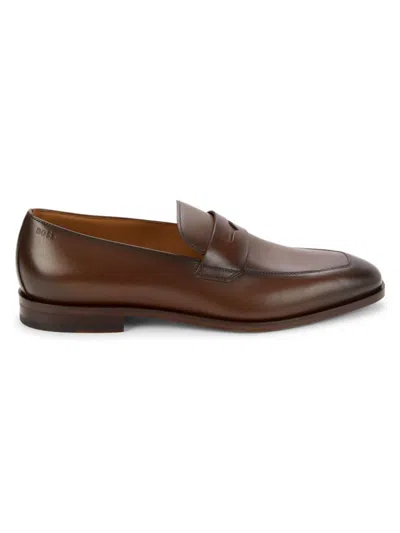 Hugo Boss Men's Lisbon Leather Penny Loafers In Brown