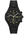 Hugo Boss Men's Lit Multi Quartz Multifunction Black Silicone Watch, 44mm In Black