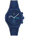 Hugo Boss Men's Lit Multi Quartz Multifunction Blue Silicone Watch, 44mm In Blue