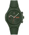 Hugo Boss Men's Lit Multi Quartz Multifunction Green Silicone Watch, 44mm In Black