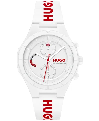 Hugo Boss Men's Lit Multi Quartz Multifunction White Silicone Watch, 44mm