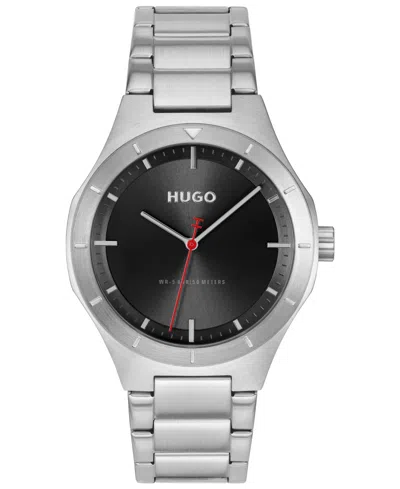 Hugo Boss Lit Black-dial Watch With Link Bracelet In Metallic