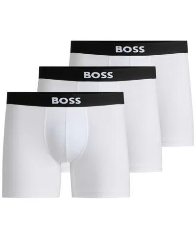 HUGO BOSS MEN'S 3-PACK LOGO BOXER BRIEFS