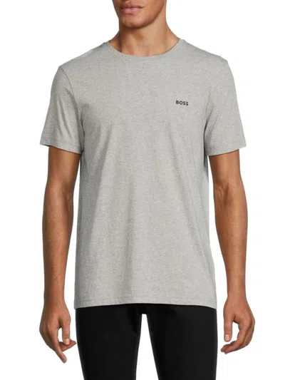 Hugo Boss Men's Logo Crewneck T Shirt In Grey