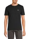 Hugo Boss Cotton Curved Logo T-shirt In Navy