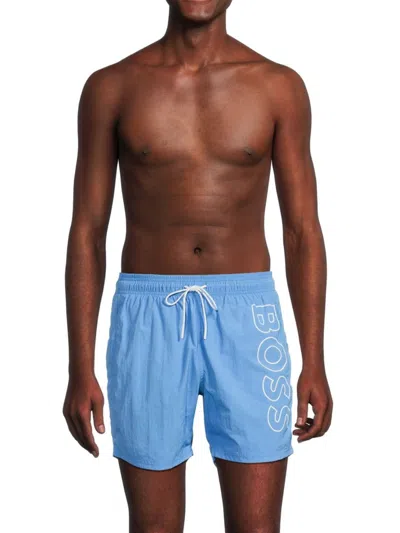 Hugo Boss Boss Men's Logo Drawstring Swim Shorts In Blue
