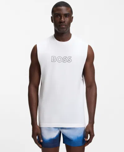 Hugo Boss Men's Logo Muscle Tank Top In White
