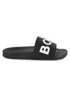 Hugo Boss Logo-embossed Open-toe Slides In Black