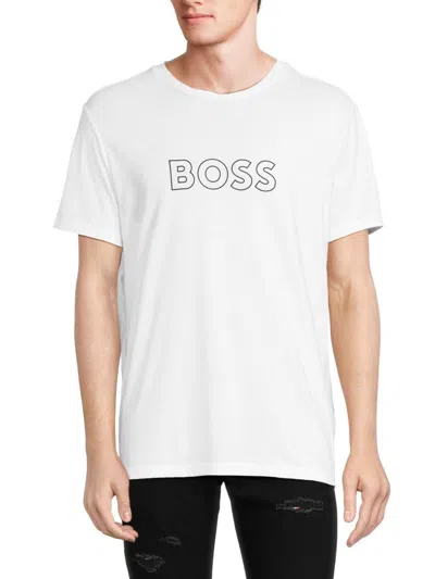 Hugo Boss Men's Tee 1 Outlined Logo T-shirt, White