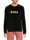 Hugo Boss Logo-embroidered Cotton-blend Sweatshirt In Black