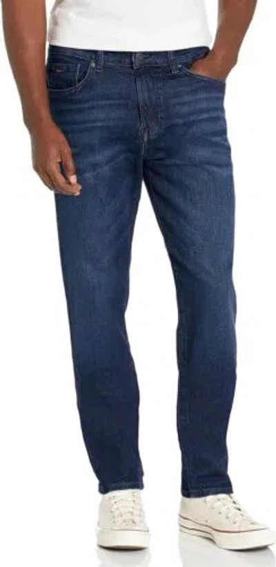 Pre-owned Hugo Boss Men's Maine Regular Fit Stretch Denim Jeans In Indigo Blue