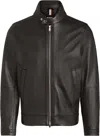Hugo Boss Men's Mansell 2 Leather Bomber Jacket, Black In Black