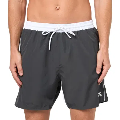 Hugo Boss Men's Medium Length Starfish Swim Trunks, Charcoal In Gray