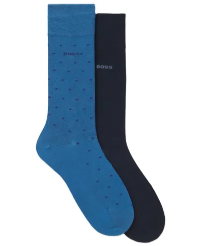 Hugo Boss Men's Mini-dot Crew Socks, 2-pack In Blue