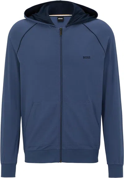 Hugo Boss Men's Mix & Match Zip Up Hoodie, Spruce Blue