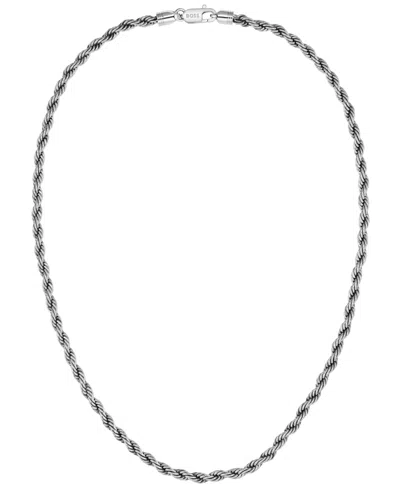 Hugo Boss Men Myles Ionic Plated Antique Silver Steel Necklace In Metallic
