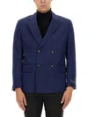 Hugo Boss Dual-breasted Blazer Buttoned Cuffs In Blue