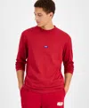 Hugo Boss Mens Logo Cotton Sweatshirt In Burgundy