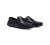 Hugo Boss Noel Grained Leather Mocassins In Navy Blue