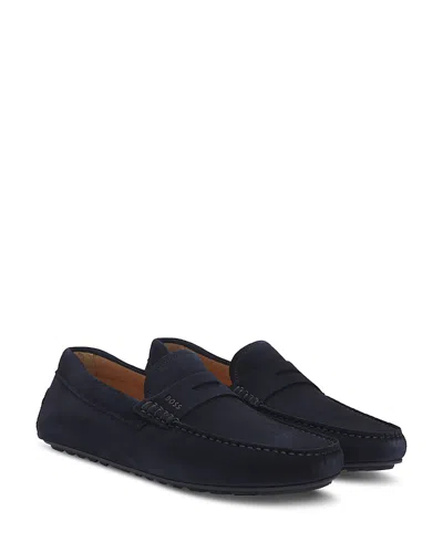 Hugo Boss Men's Noel Slip On Penny Loafer Moccasins In Dark Blue