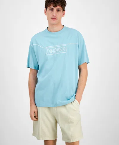 Hugo Boss Men's Noideryo Relaxed Fit Short Sleeve Crewneck Logo Graphic T-shirt In Turq,aqua