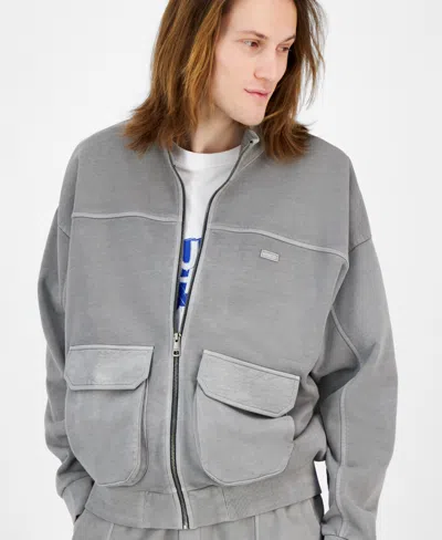 Hugo Boss Men's Nombos Relaxed Fit Long Sleeve Zip-front Jacket In Grey