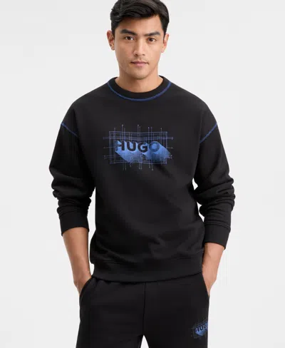 Hugo Boss Logo-artwork Sweatshirt In Cotton Terry In Black