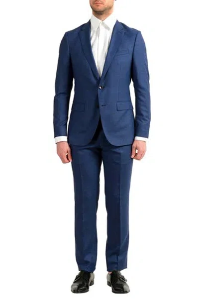 Pre-owned Hugo Boss Men's "novan5/ben2" Slim Fit 100% Wool Blue Two Button Suit