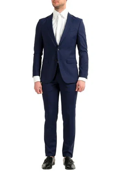 Pre-owned Hugo Boss Men's "novan5/ben2" Slim Fit 100% Wool Plaid Two Button Suit In Blue