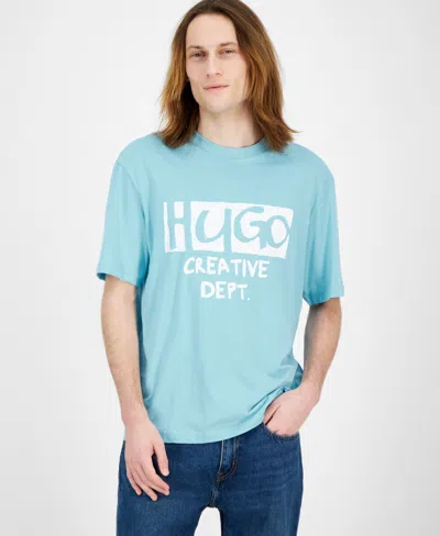 HUGO BOSS HUGO BY HUGO BOSS MEN'S NUGOCREA CREATIVE DEPARTMENT SHORT SLEEVE CREWNECK LOGO GRAPHIC T-SHIRT