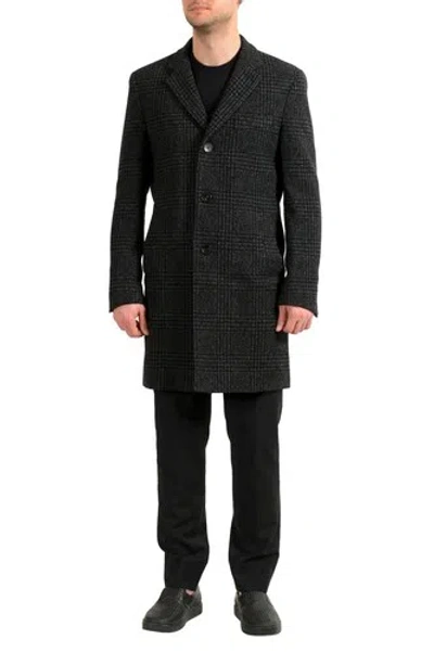 Pre-owned Hugo Boss Men's "nye2" Slim Fit Multi-color Wool Button Down Coat Us S It 48 In Multicolor