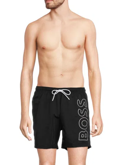 Hugo Boss Men's Octopus Logo Swim Shorts In Black