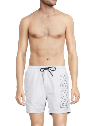Hugo Boss Men's Octopus Logo Swim Shorts In White