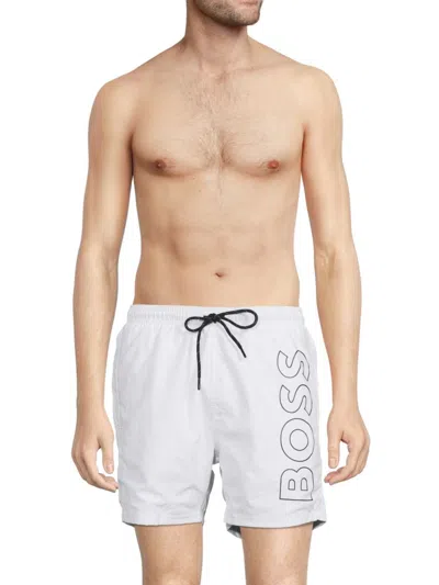 Hugo Boss Boss Men's Octopus Logo Swim Shorts In White