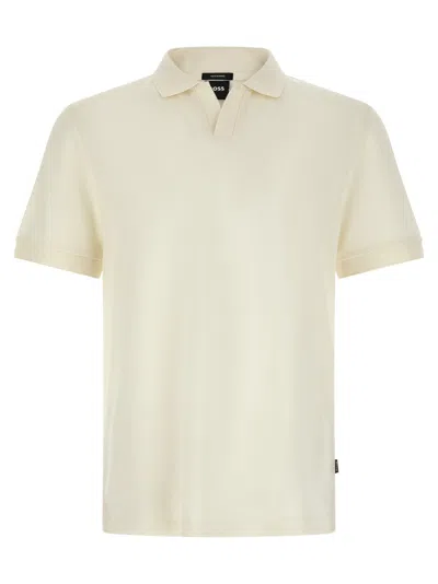Hugo Boss Men Off White Solid Polo In Neutral