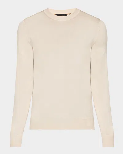 Hugo Boss Men's Ottano Silk Crewneck Sweater In White