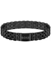Hugo Boss Men's Owan Ionic Plated Black Steel Bracelet In Black