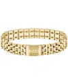Hugo Boss Men's Owan Ionic Plated Thin Gold Steel Bracelet In Gold-tone