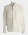 Hugo Boss Boss Owen Tech Corduroy Performance Overshirt In Open Wht