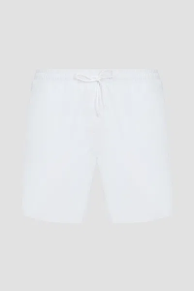 Hugo Boss Men's Pace Tonal Logo Swim Trunks, White