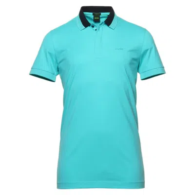 Hugo Boss Men's Paddy 1 Polo Shirt With 3d Collar, Turquoise In Blue