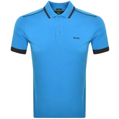 Hugo Boss Logo-print Piqué Polo Shirt In Blue