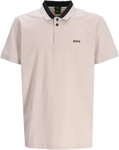 Hugo Boss Paddy Logo-print Polo Shirt In Beige