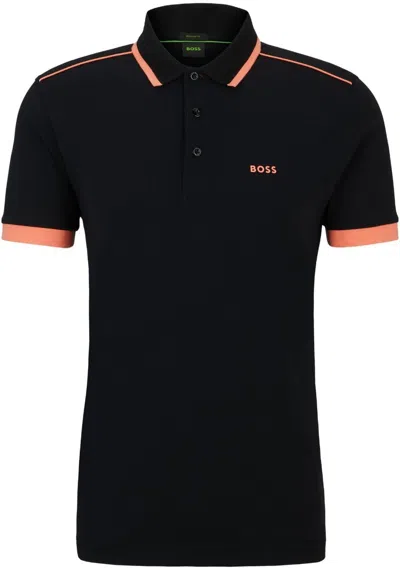 Hugo Boss Boss Paddy Cotton Polo In Black
