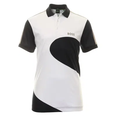 Hugo Boss Men's Paddy 8 Geometric Print Short Sleeve Polo In White/black