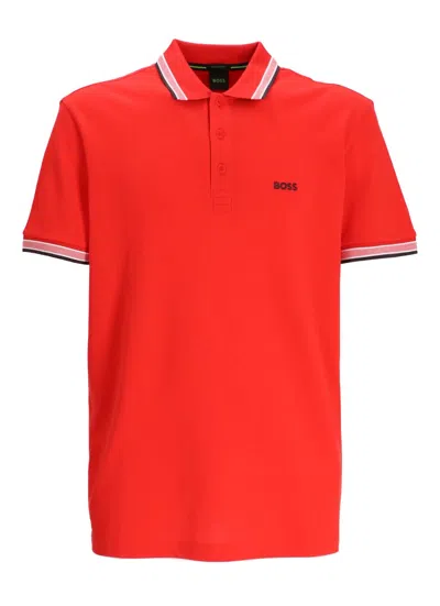 HUGO BOSS MEN'S PADDY PIQUE COTTON POLO, RED