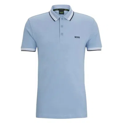 Hugo Boss Men's Paddy Pique Cotton Short Sleeve Polo T-shirt In Blue
