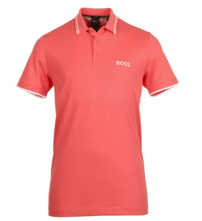 Hugo Boss Men's Paddy Pro Short Sleeve Polo Shirt, Open Red In Multi