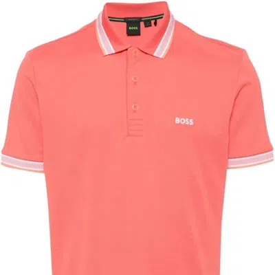 Hugo Boss Logo-embroidered Cotton Polo Shirt In Pink